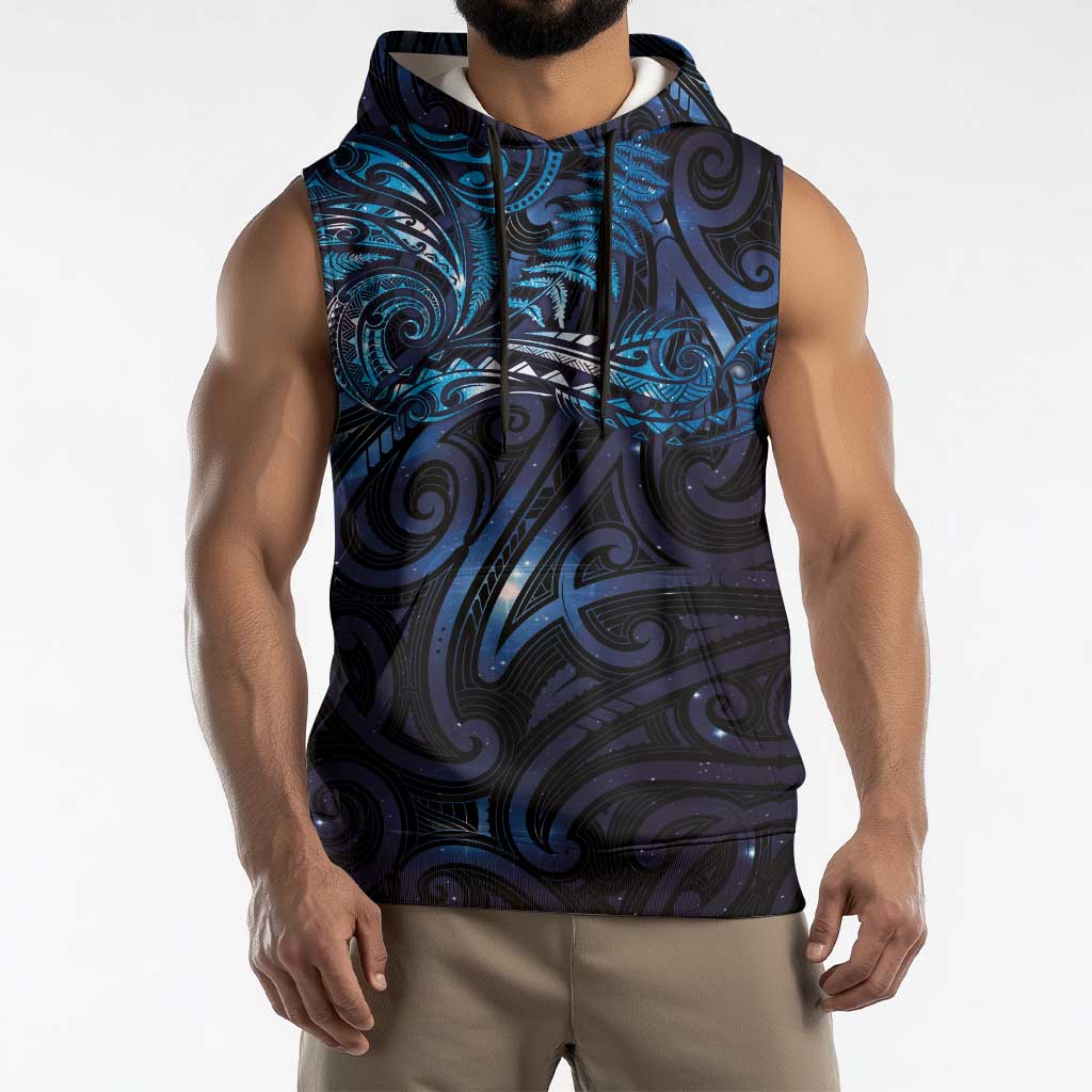 New Zealand New Year-Matariki Sleeveless Hoodie Aotearoa Maori Tattoo Galaxy Sky