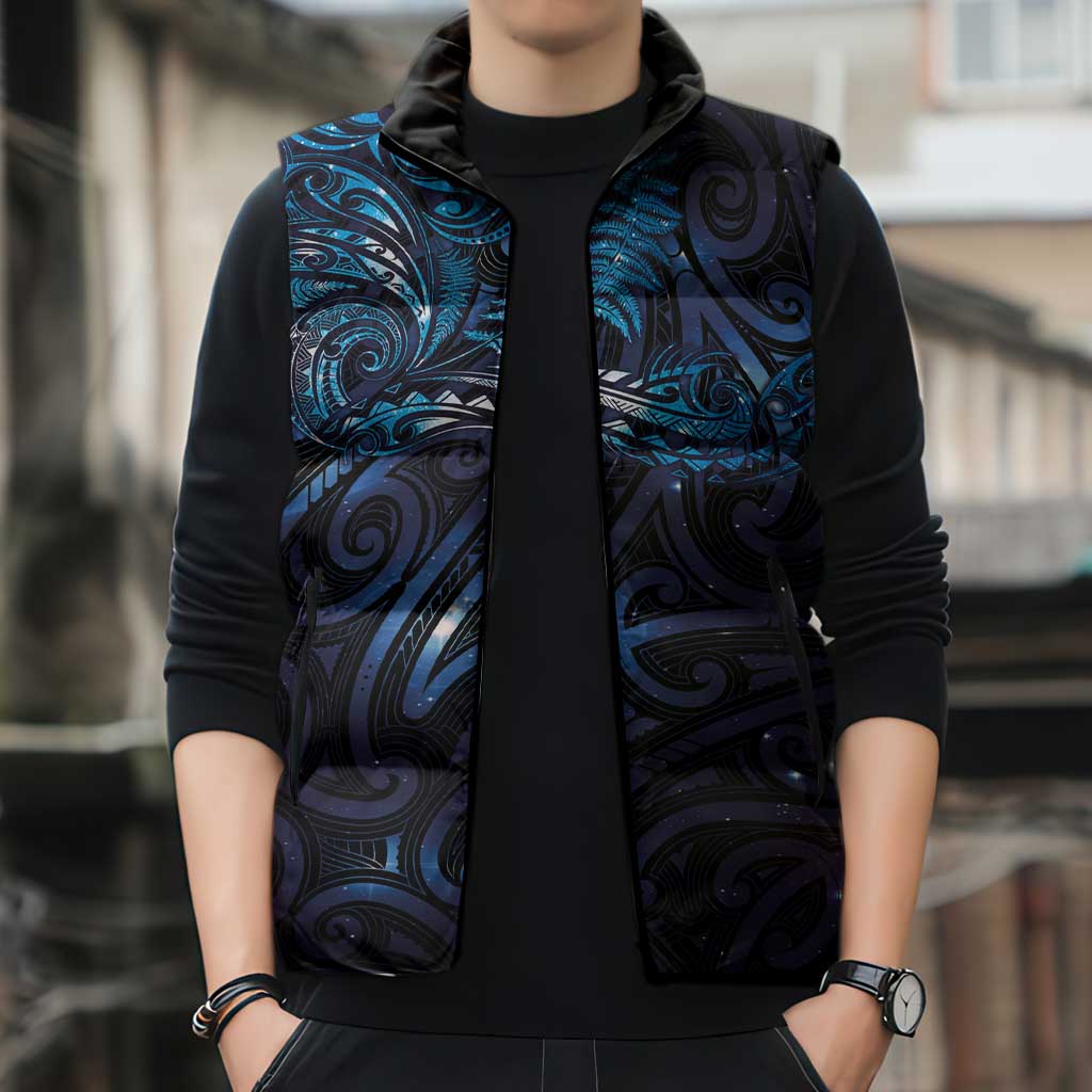 New Zealand New Year-Matariki Sleeveless Puffer Jacket Aotearoa Maori Tattoo Galaxy Sky