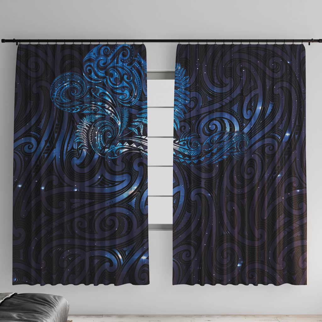 New Zealand New Year-Matariki Window Curtain Aotearoa Maori Tattoo Galaxy Sky LT03 With Hooks Multicolor - Polynesian Pride