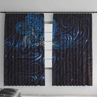 New Zealand New Year-Matariki Window Curtain Aotearoa Maori Tattoo Galaxy Sky LT03 With Hooks Multicolor - Polynesian Pride