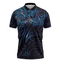 New Zealand New Year-Matariki Zipper Polo Shirt Aotearoa Maori Tattoo Galaxy Sky