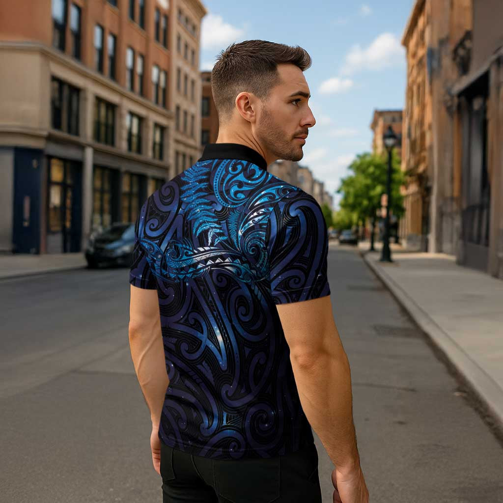 New Zealand New Year-Matariki Zipper Polo Shirt Aotearoa Maori Tattoo Galaxy Sky
