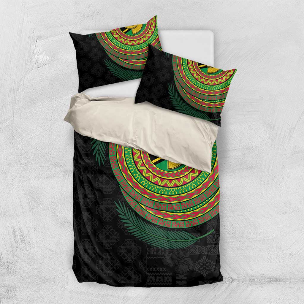 Vanuatu Tribal Tattoo with Namele Leaves Bedding Set