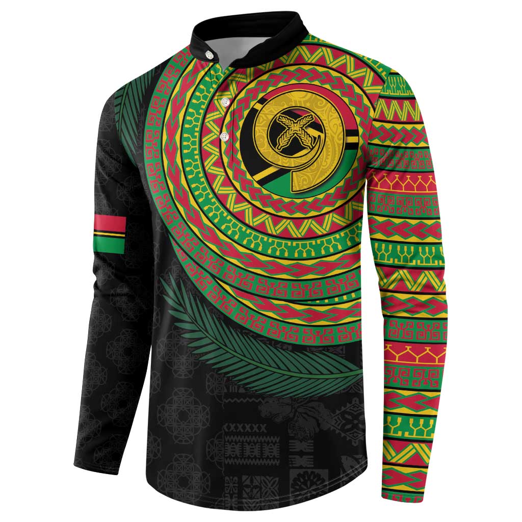Vanuatu Tribal Tattoo with Namele Leaves Button Sweatshirt