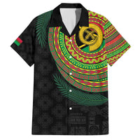 Vanuatu Tribal Tattoo with Namele Leaves Family Matching Off The Shoulder Long Sleeve Dress and Hawaiian Shirt