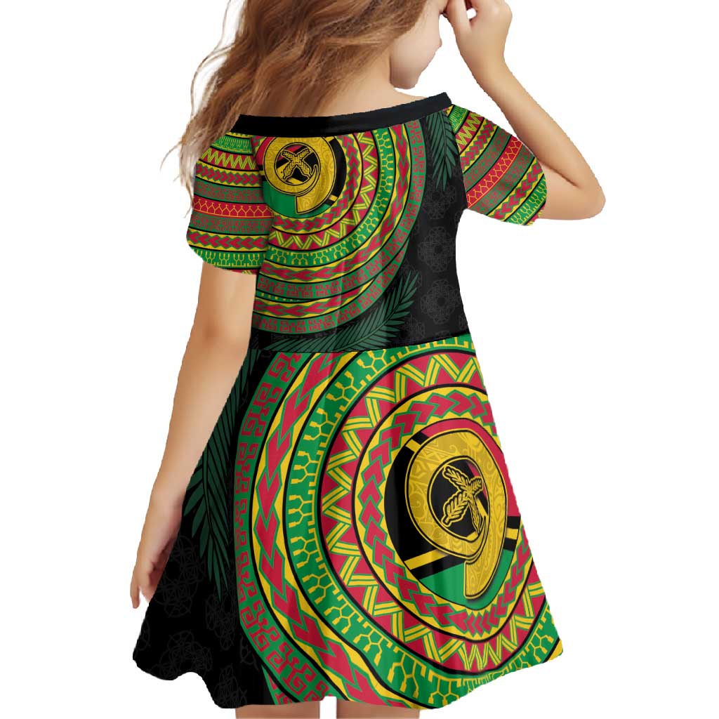 Vanuatu Tribal Tattoo with Namele Leaves Family Matching Off Shoulder Maxi Dress and Hawaiian Shirt