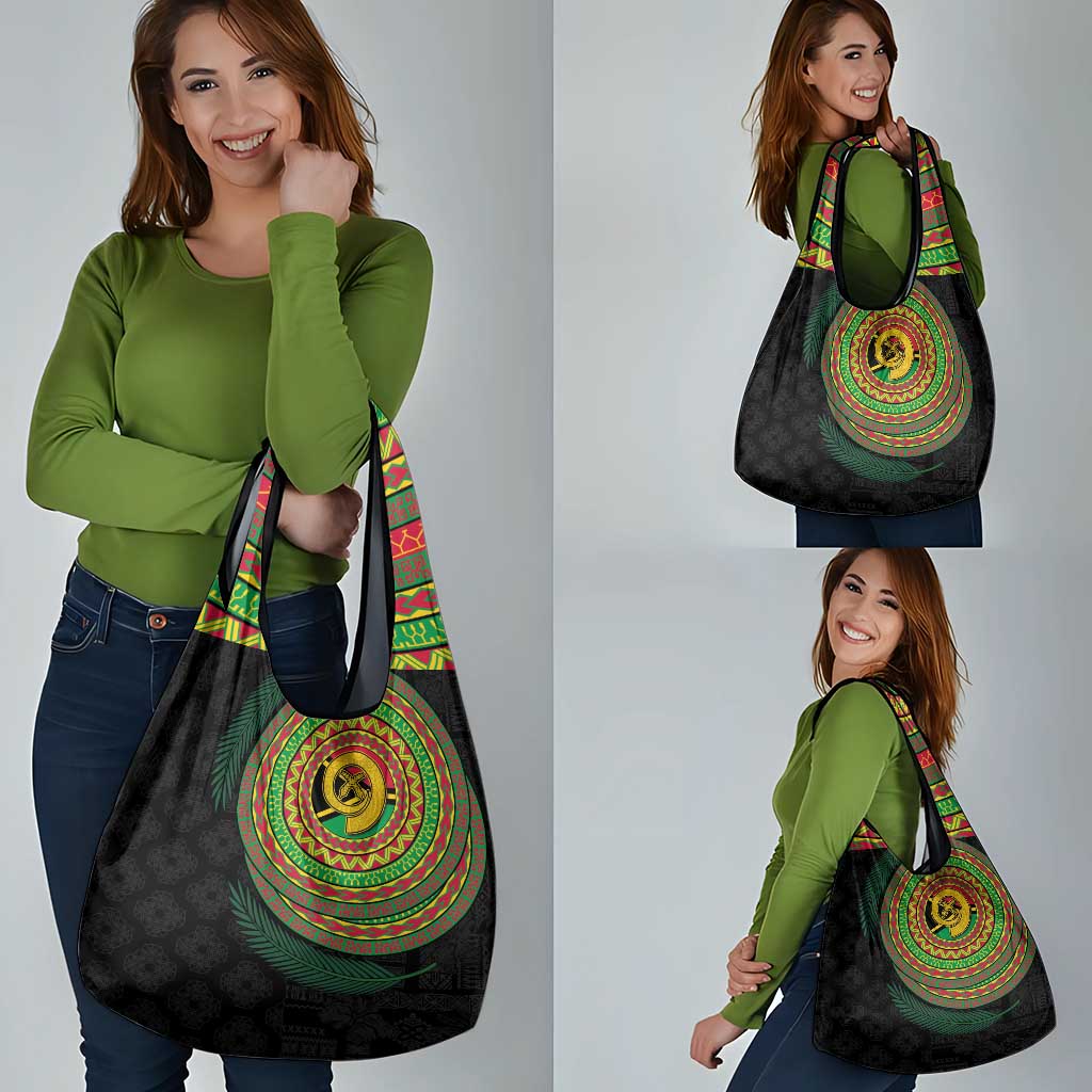 Vanuatu Tribal Tattoo with Namele Leaves Grocery Bag
