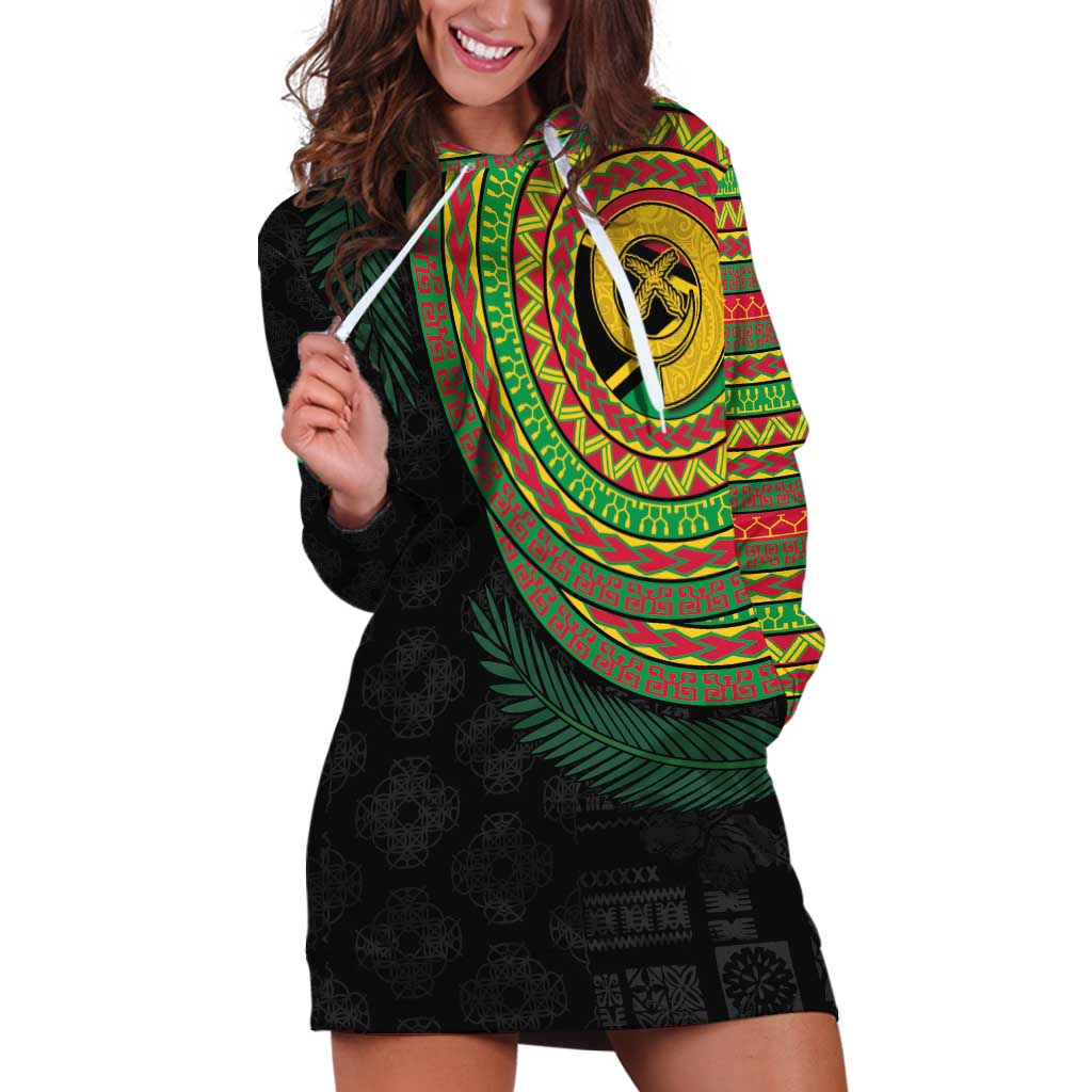 Vanuatu Tribal Tattoo with Namele Leaves Hoodie Dress