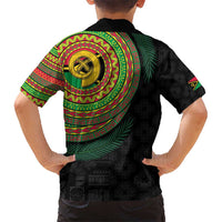 Vanuatu Tribal Tattoo with Namele Leaves Kid Hawaiian Shirt