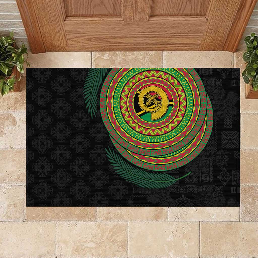 Vanuatu Tribal Tattoo with Namele Leaves Rubber Doormat