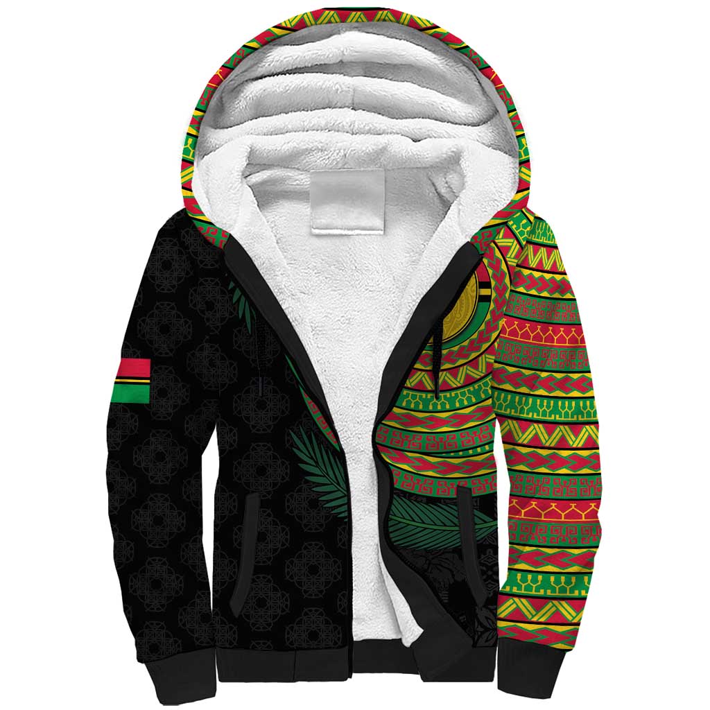 Vanuatu Tribal Tattoo with Namele Leaves Sherpa Hoodie