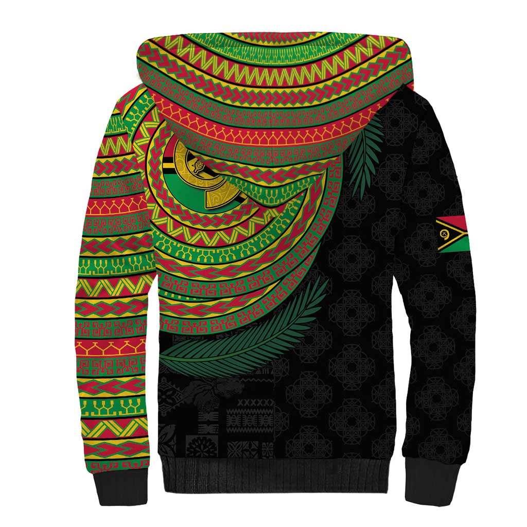 Vanuatu Tribal Tattoo with Namele Leaves Sherpa Hoodie