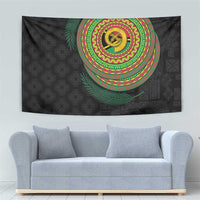 Vanuatu Tribal Tattoo with Namele Leaves Tapestry