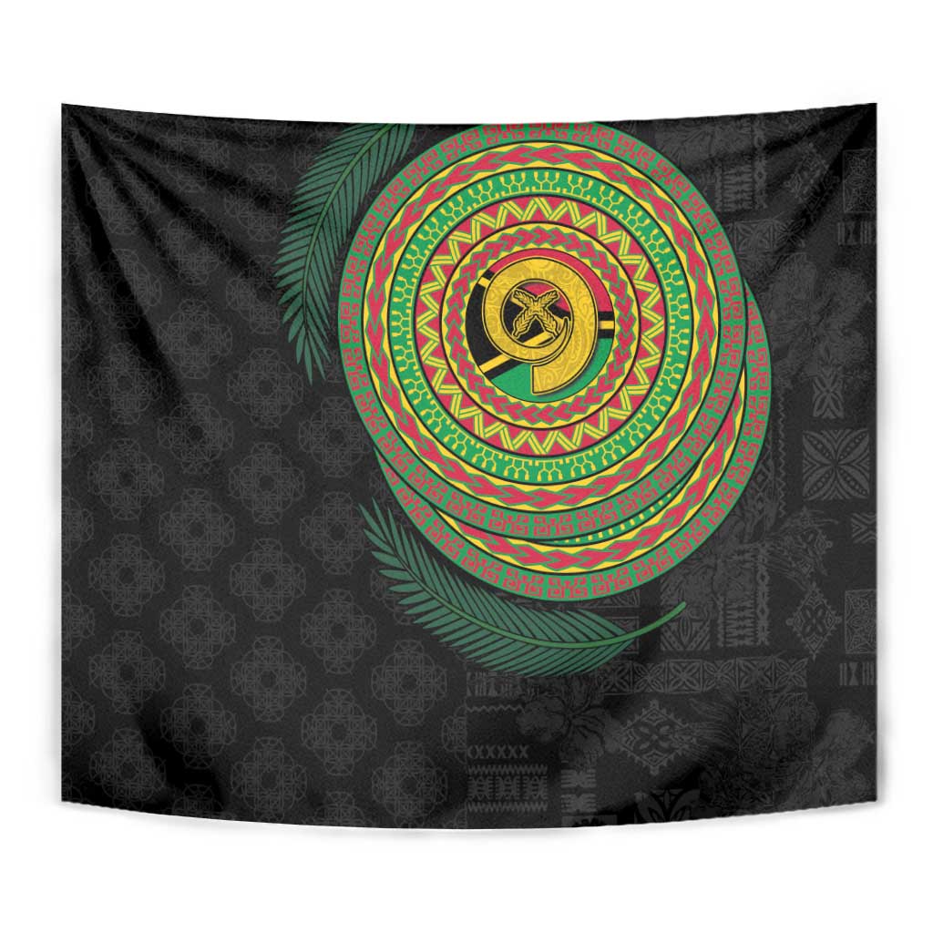 Vanuatu Tribal Tattoo with Namele Leaves Tapestry