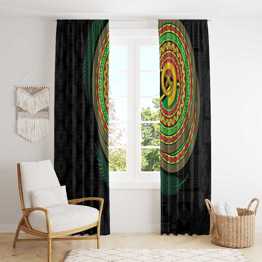 Vanuatu Tribal Tattoo with Namele Leaves Window Curtain