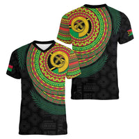 Vanuatu Tribal Tattoo with Namele Leaves Women V-Neck T-Shirt