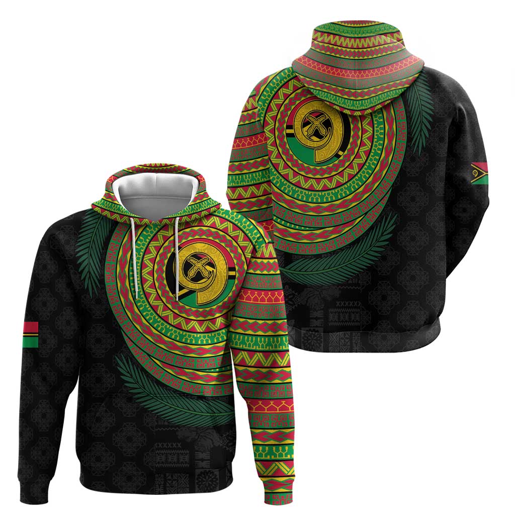 Vanuatu Tribal Tattoo with Namele Leaves Zip Hoodie