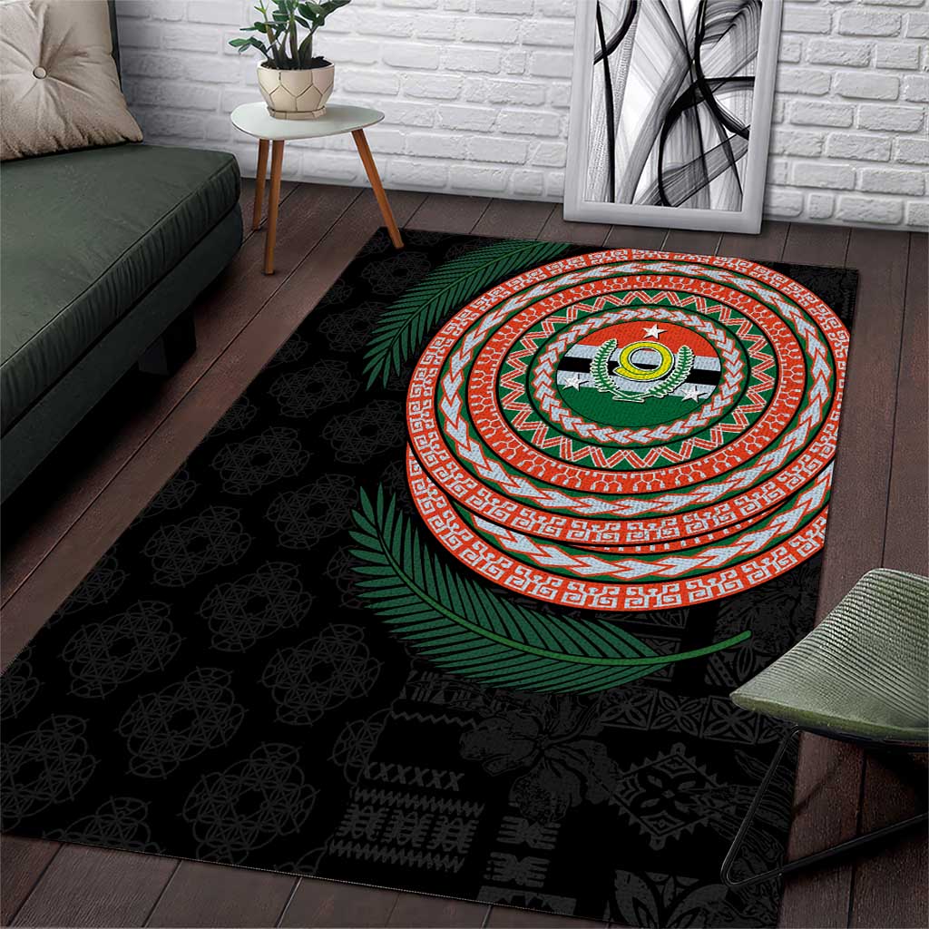 Penama Tribal Tattoo with Namele Leaves Area Rug