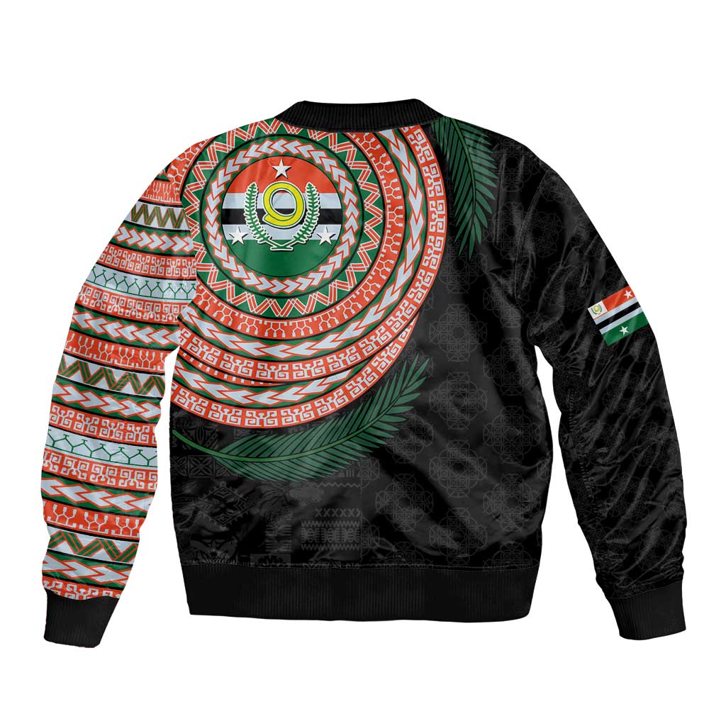 Penama Tribal Tattoo with Namele Leaves Bomber Jacket