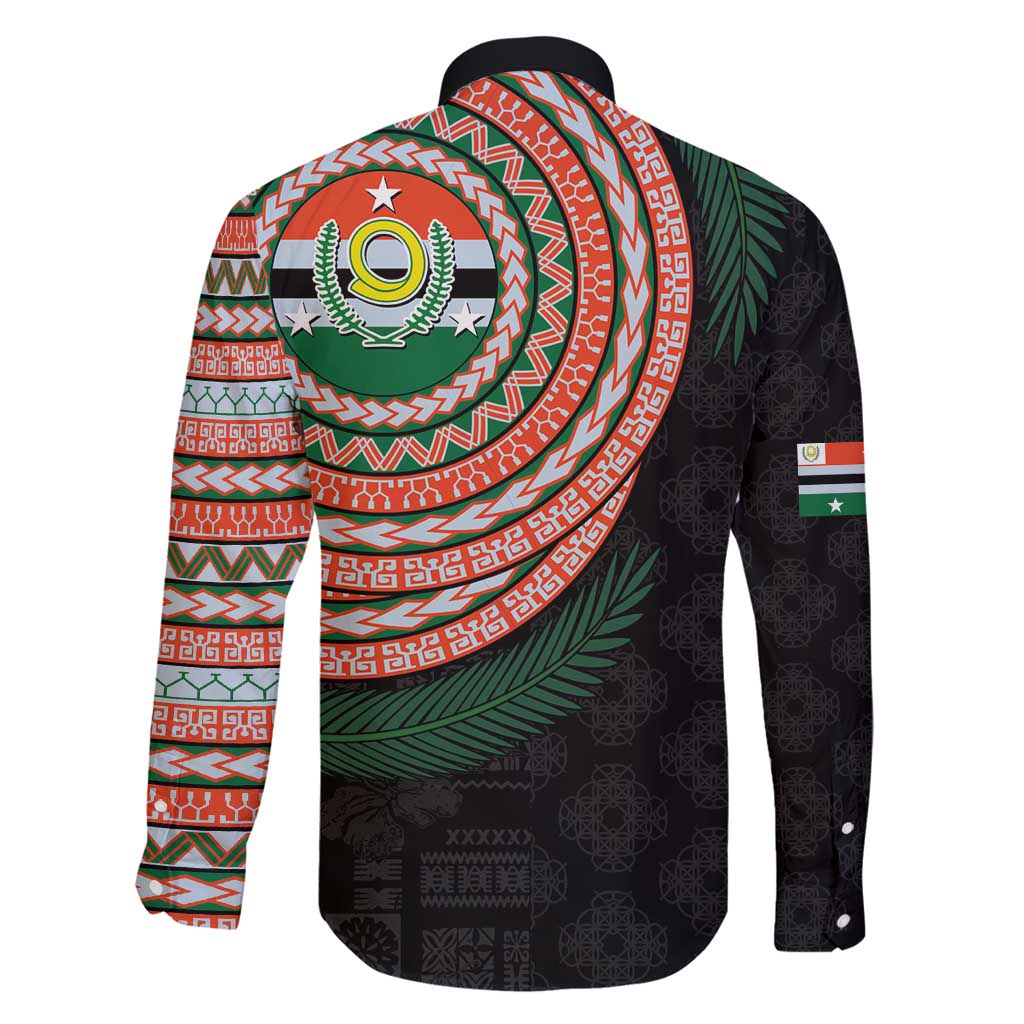 Penama Tribal Tattoo with Namele Leaves Family Matching Long Sleeve Bodycon Dress and Hawaiian Shirt