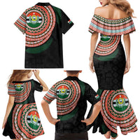 Penama Tribal Tattoo with Namele Leaves Family Matching Mermaid Dress and Hawaiian Shirt