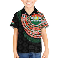 Penama Tribal Tattoo with Namele Leaves Family Matching Off Shoulder Short Dress and Hawaiian Shirt