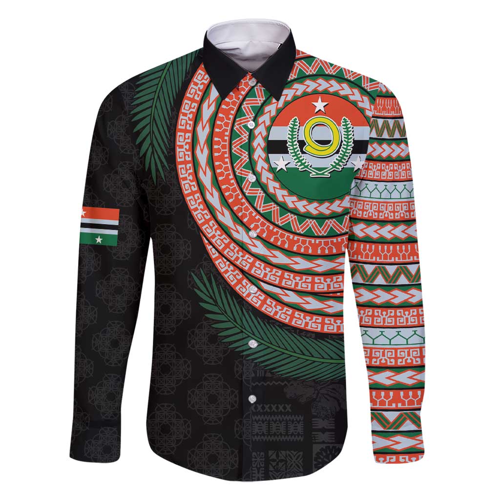 Penama Tribal Tattoo with Namele Leaves Family Matching Short Sleeve Bodycon Dress and Hawaiian Shirt