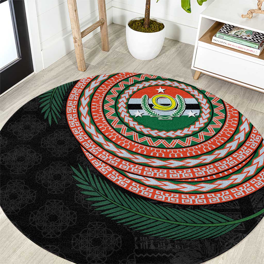 Penama Tribal Tattoo with Namele Leaves Round Carpet