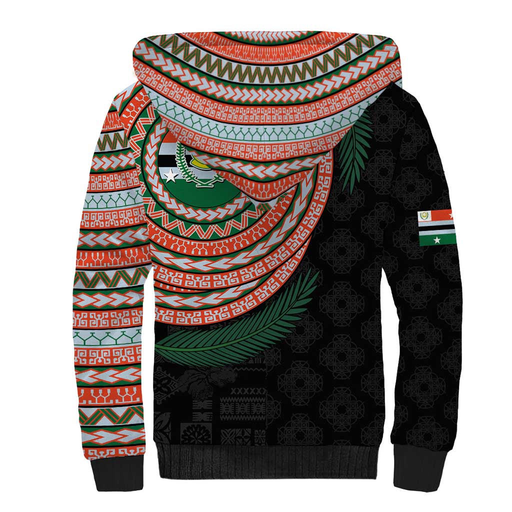 Penama Tribal Tattoo with Namele Leaves Sherpa Hoodie
