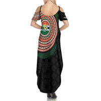 Penama Tribal Tattoo with Namele Leaves Summer Maxi Dress