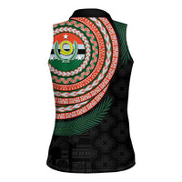 Penama Tribal Tattoo with Namele Leaves Women Sleeveless Polo Shirt LT03 - Polynesian Pride