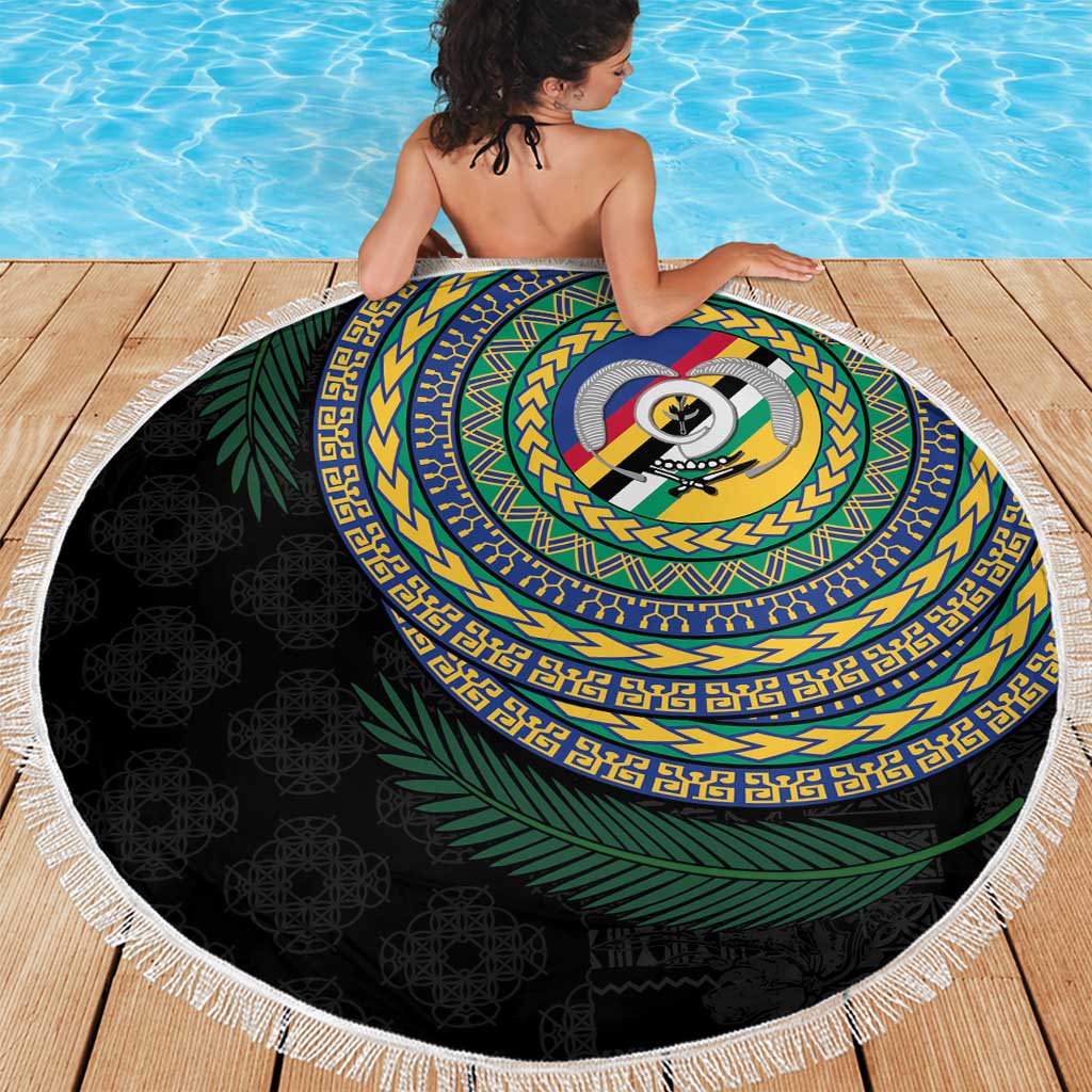 Torba Tribal Tattoo with Namele Leaves Beach Blanket