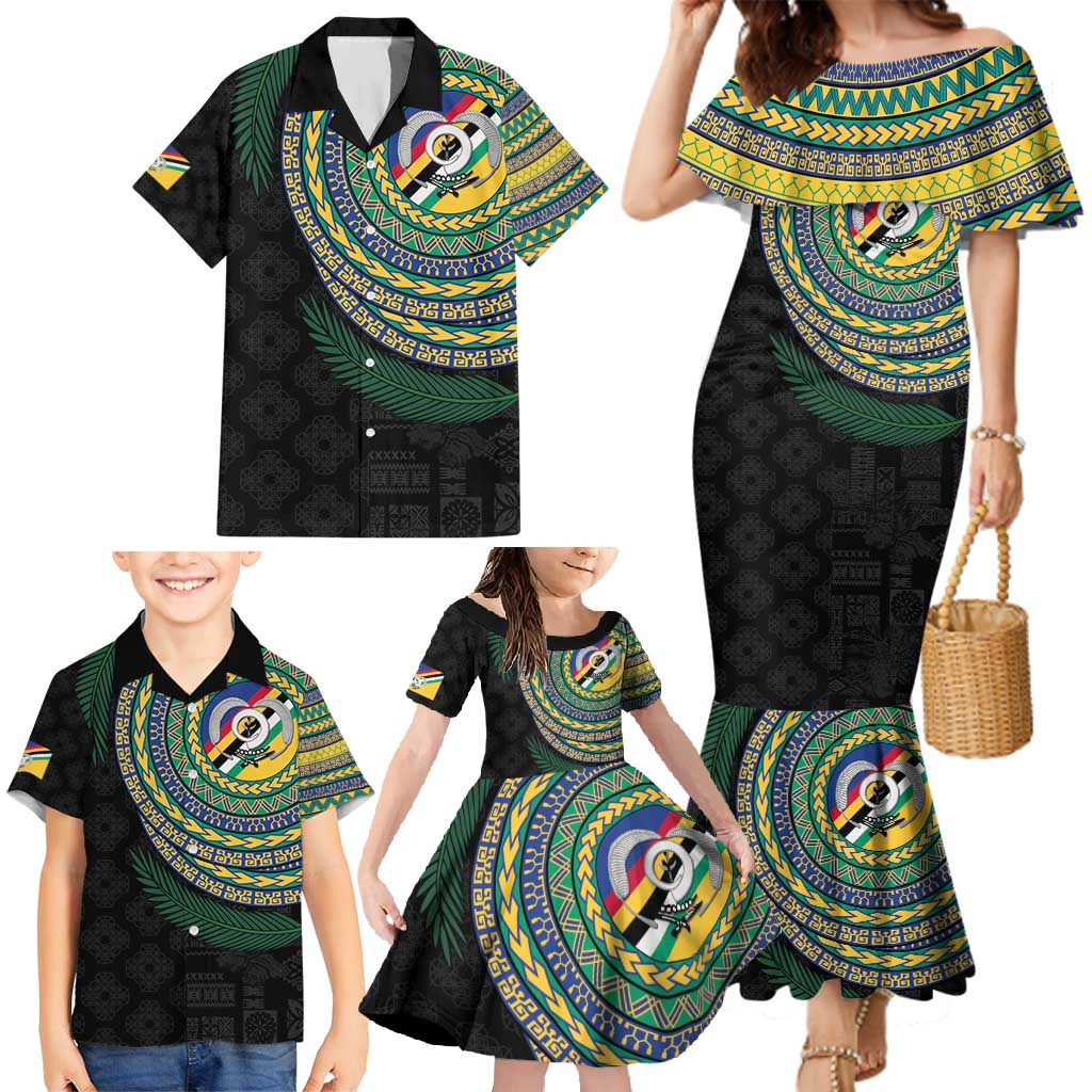 Torba Tribal Tattoo with Namele Leaves Family Matching Mermaid Dress and Hawaiian Shirt