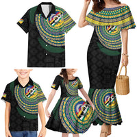 Torba Tribal Tattoo with Namele Leaves Family Matching Mermaid Dress and Hawaiian Shirt