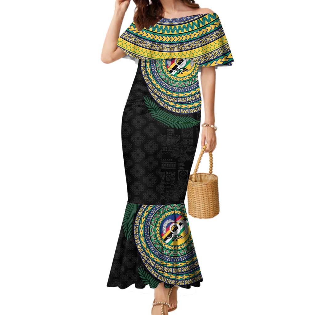 Torba Tribal Tattoo with Namele Leaves Family Matching Mermaid Dress and Hawaiian Shirt