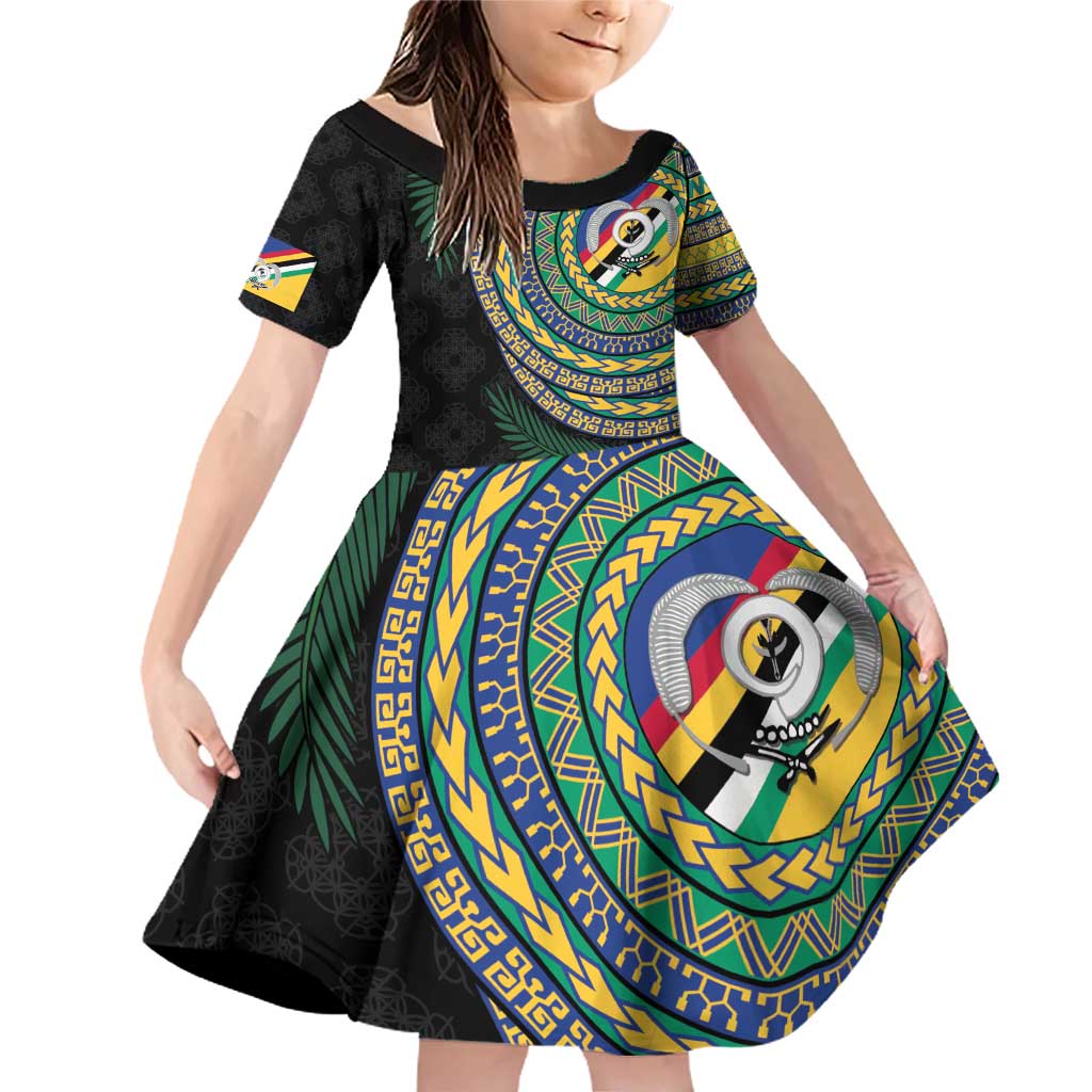 Torba Tribal Tattoo with Namele Leaves Family Matching Off Shoulder Short Dress and Hawaiian Shirt