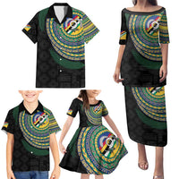 Torba Tribal Tattoo with Namele Leaves Family Matching Puletasi and Hawaiian Shirt