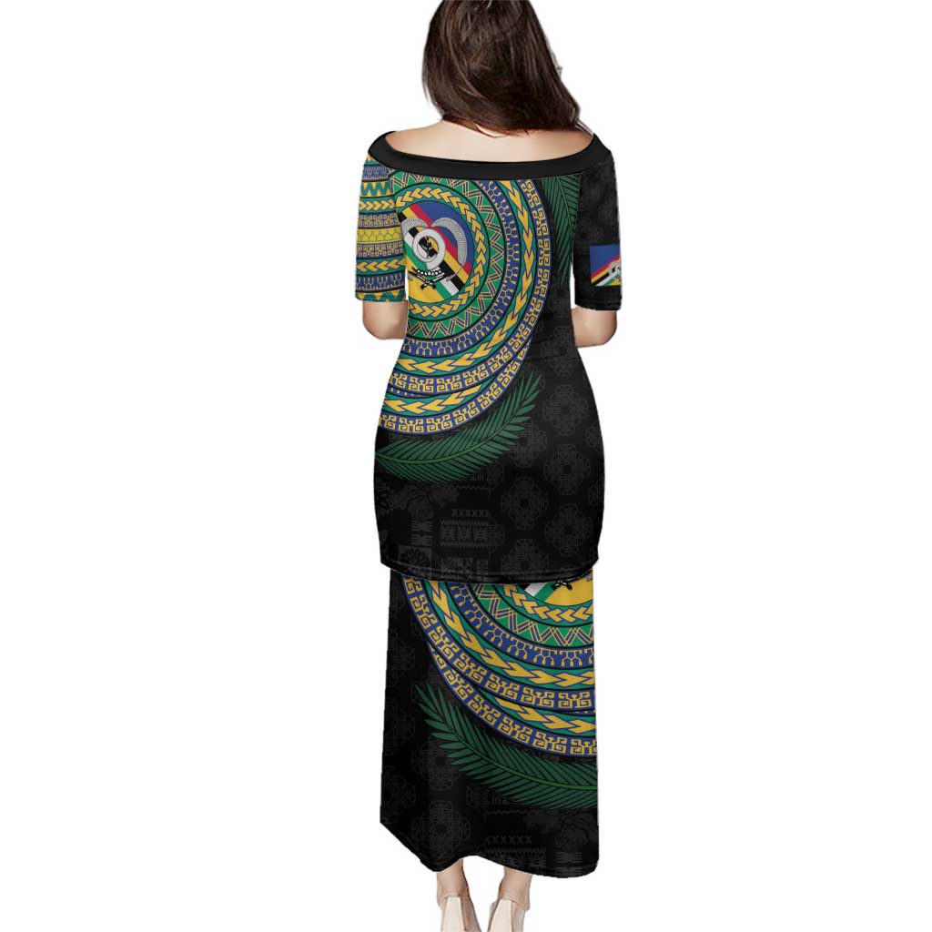 Torba Tribal Tattoo with Namele Leaves Family Matching Puletasi and Hawaiian Shirt