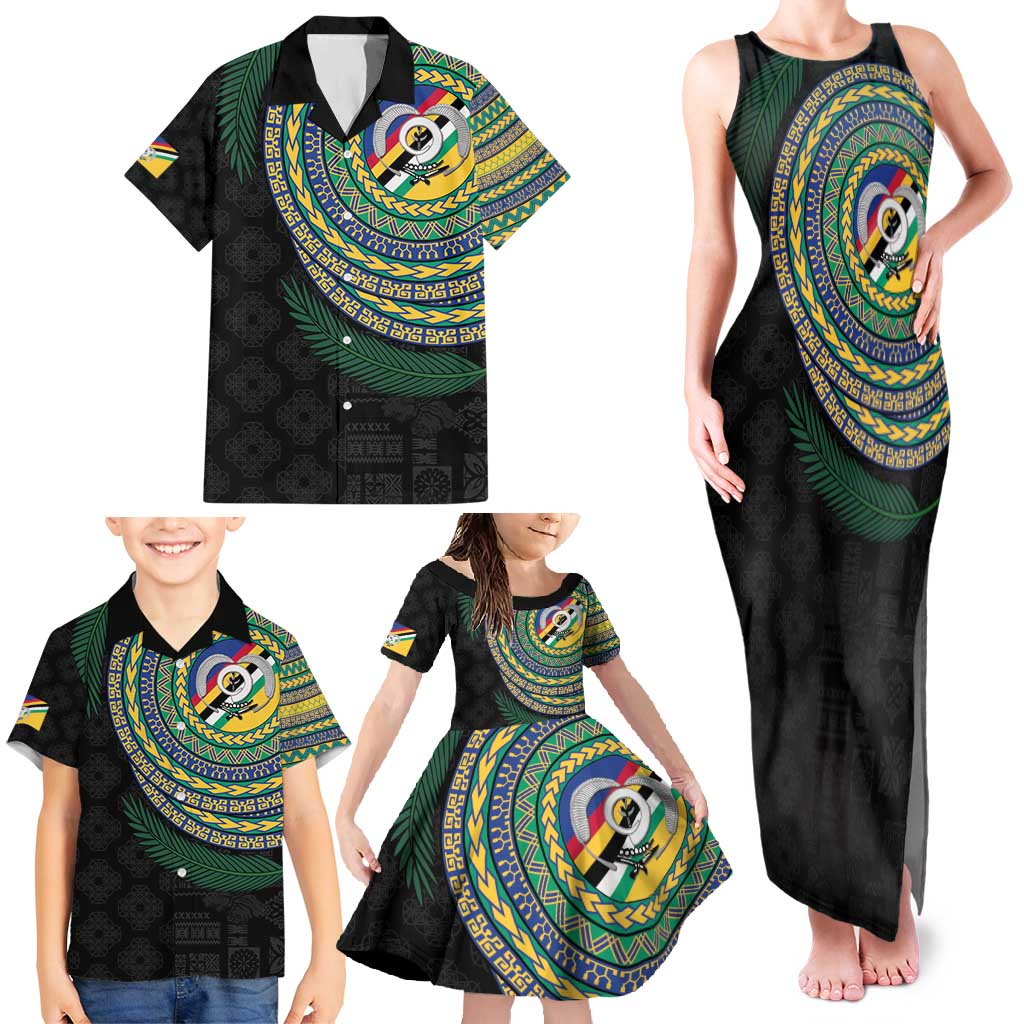 Torba Tribal Tattoo with Namele Leaves Family Matching Tank Maxi Dress and Hawaiian Shirt