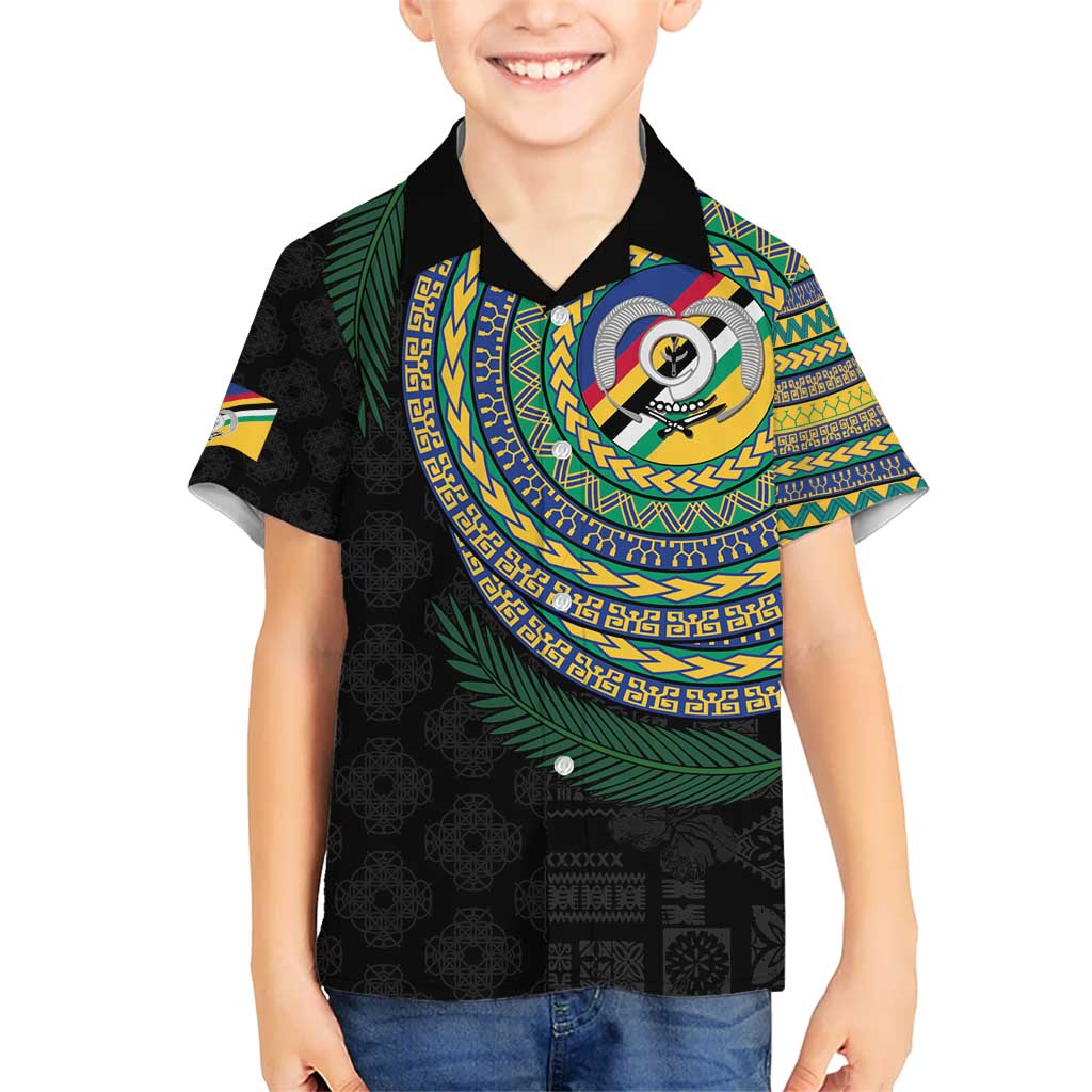 Torba Tribal Tattoo with Namele Leaves Kid Hawaiian Shirt LT03 Kid Black - Polynesian Pride