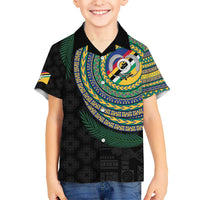 Torba Tribal Tattoo with Namele Leaves Kid Hawaiian Shirt LT03 Kid Black - Polynesian Pride