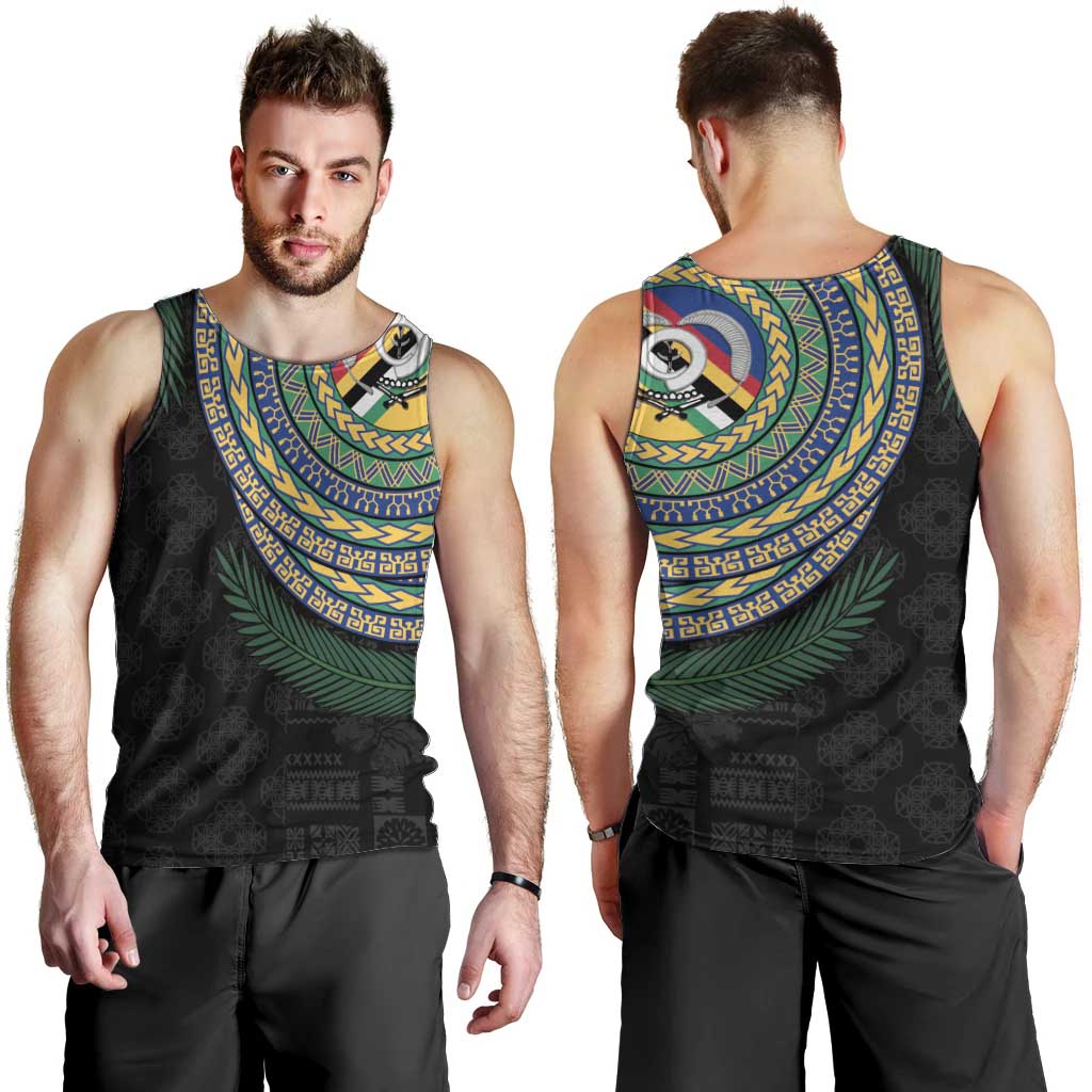 Torba Tribal Tattoo with Namele Leaves Men Tank Top