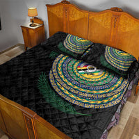 Torba Tribal Tattoo with Namele Leaves Quilt Bed Set