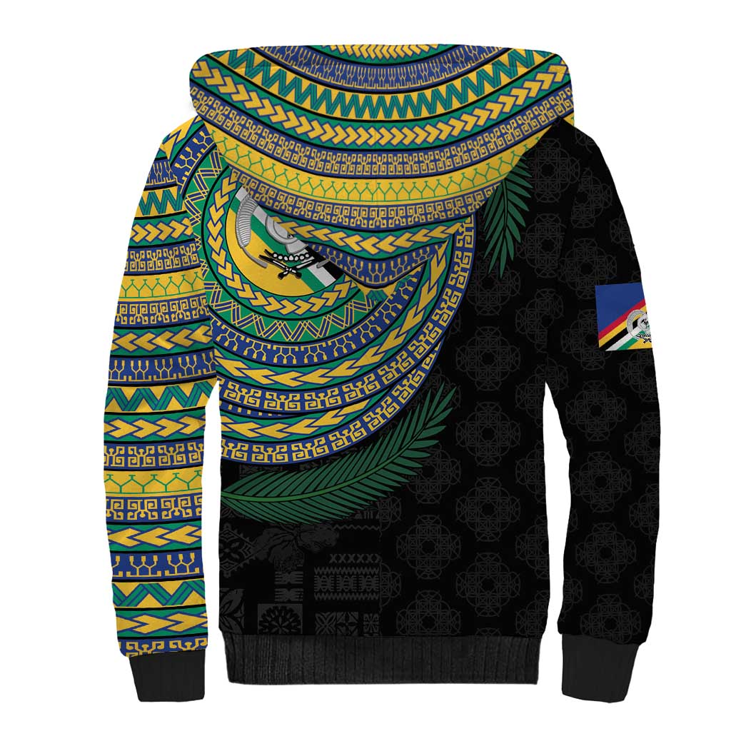 Torba Tribal Tattoo with Namele Leaves Sherpa Hoodie