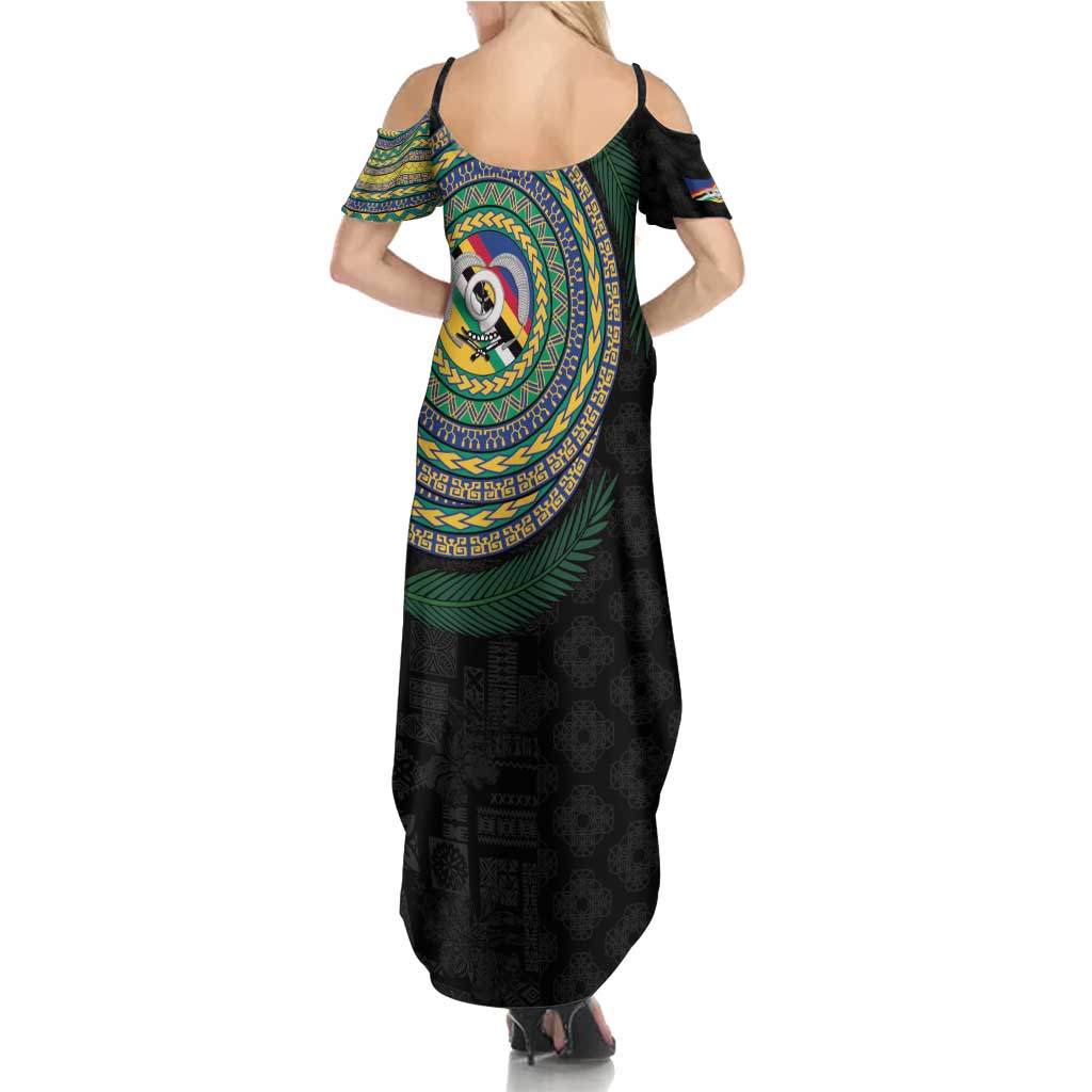 Torba Tribal Tattoo with Namele Leaves Summer Maxi Dress
