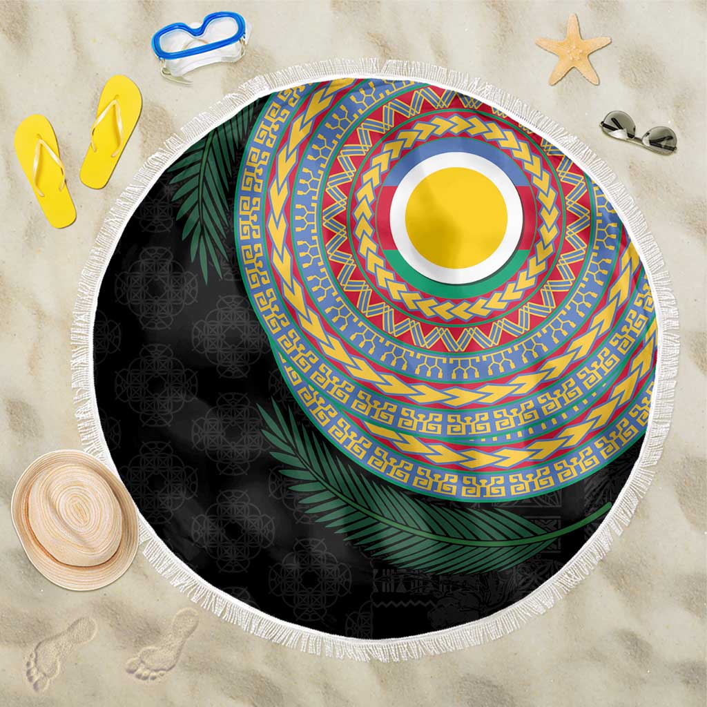 Shefa Tribal Tattoo with Namele Leaves Beach Blanket