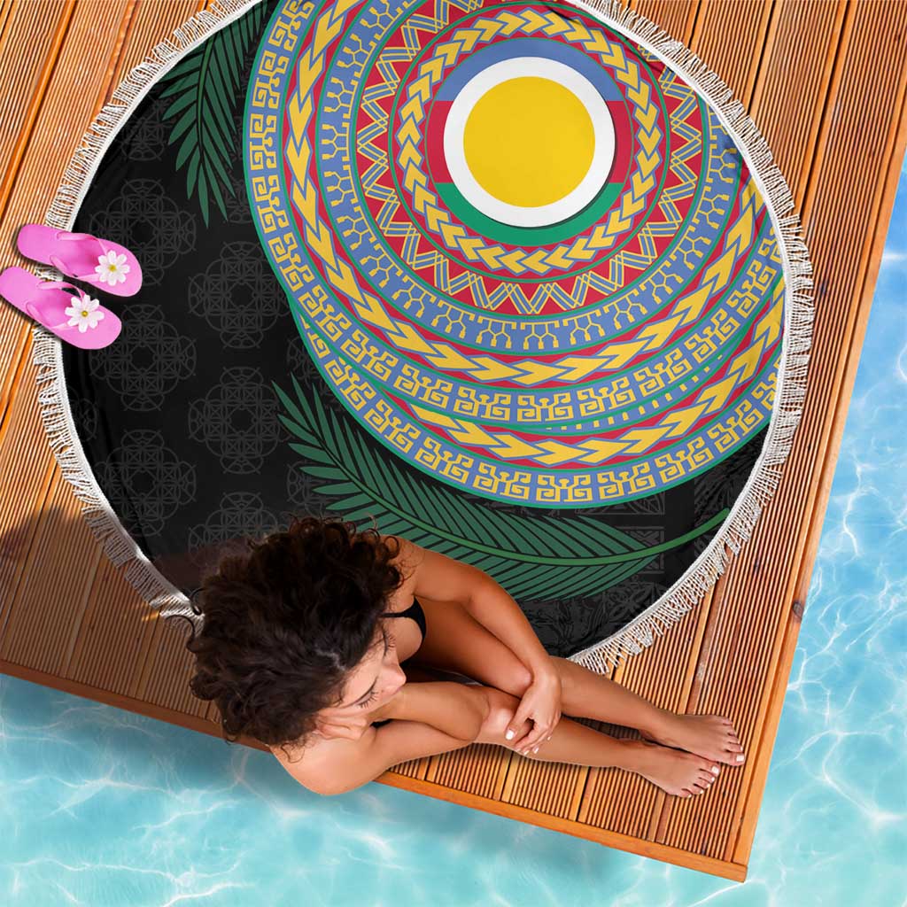 Shefa Tribal Tattoo with Namele Leaves Beach Blanket