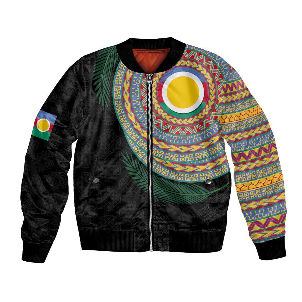Shefa Tribal Tattoo with Namele Leaves Bomber Jacket