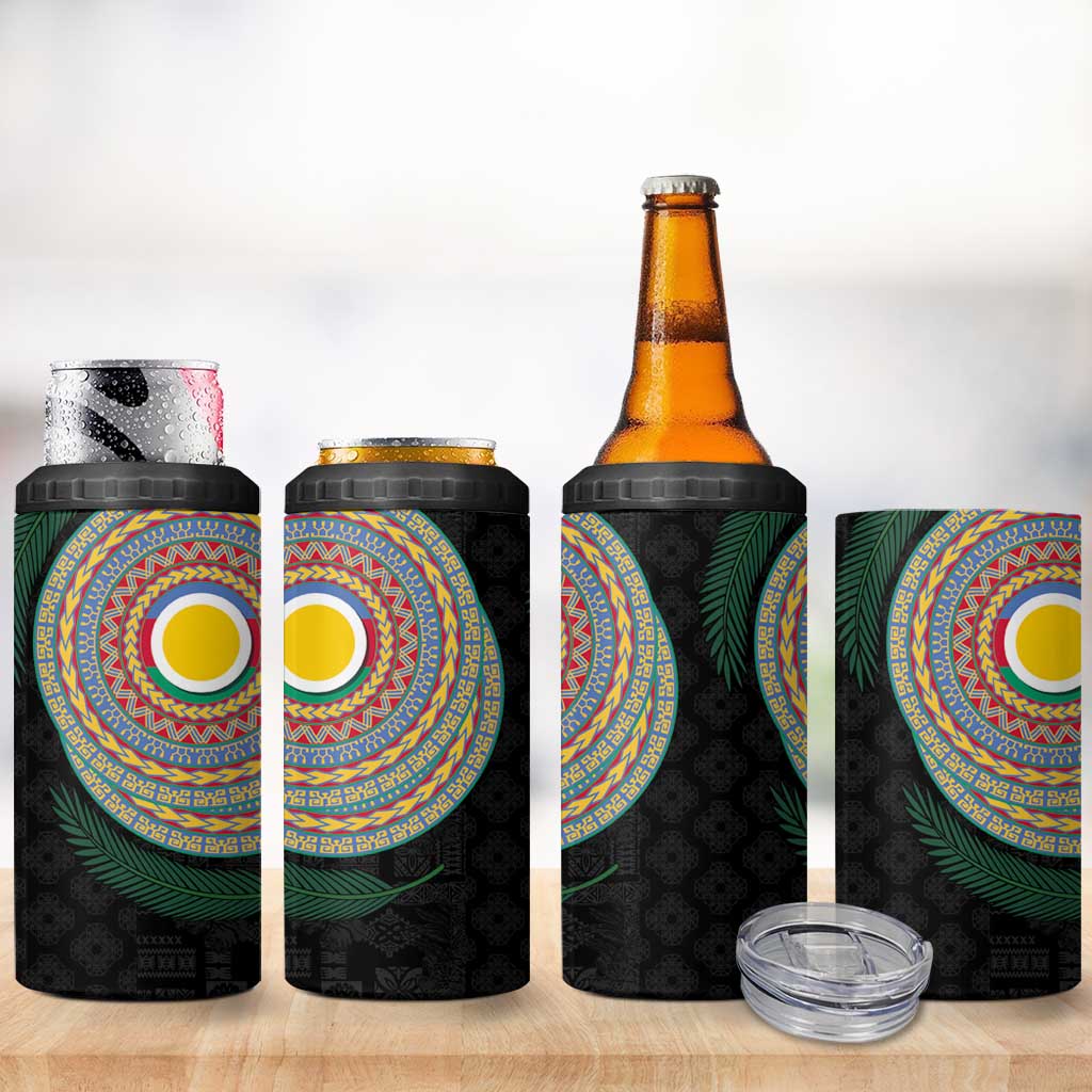 Shefa Tribal Tattoo with Namele Leaves 4 in 1 Can Cooler Tumbler