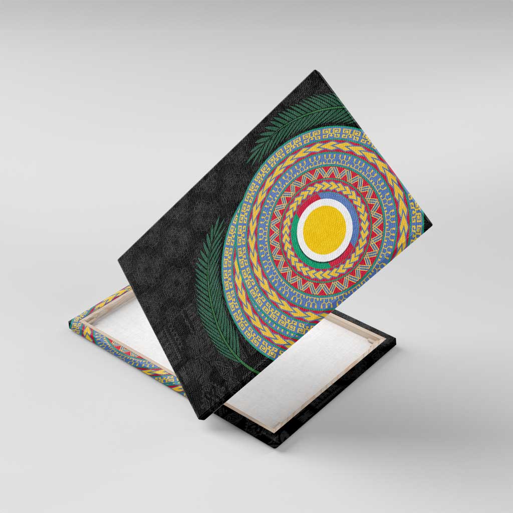 Shefa Tribal Tattoo with Namele Leaves Canvas Wall Art